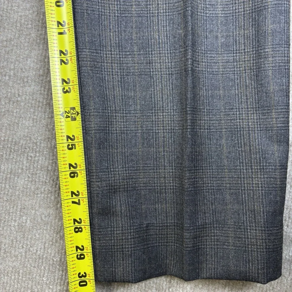 Banana Republic Straight Fit Wool Dress Pants Mens 32x30 Gray Plaid Flat Front